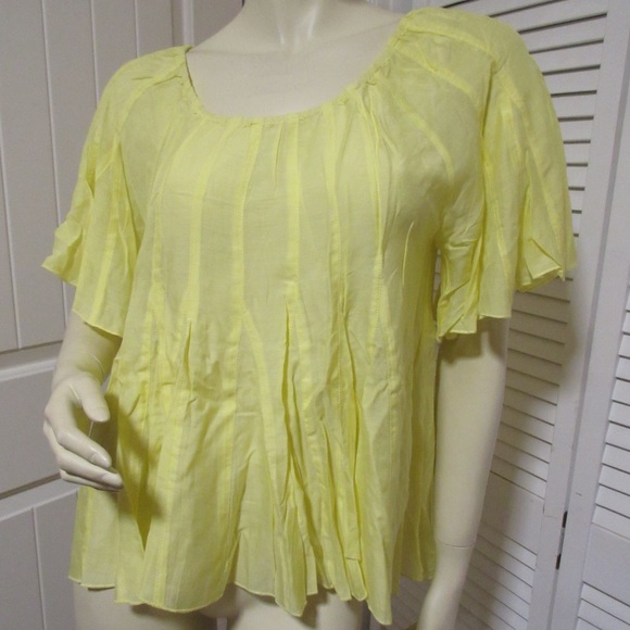 New Y2K Boundary & Co Sheer Top Silk Bamboo Yellow Boho Fairy Fairycore Feminine - Picture 5 of 8